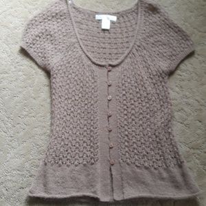 Short Sleeve Crocheted Button down Sweater